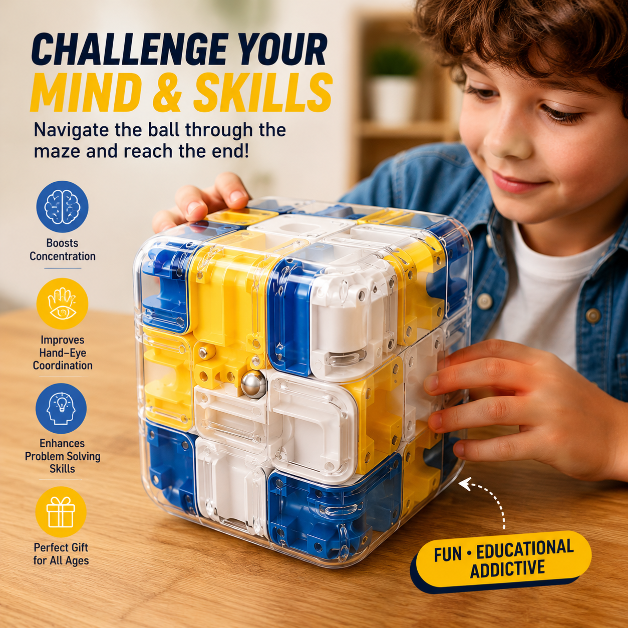 3D Maze Cube Ball Puzzle Game